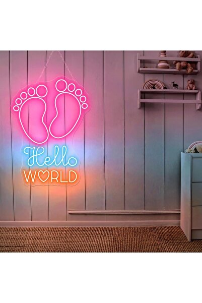 Slasa Hello World LED Neon Sign 30x20 cm With 6 mm Acrylic Base Multicolor Li...