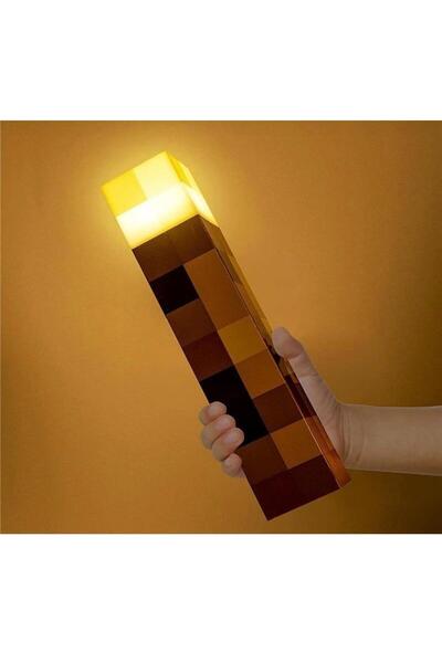 Liya's Gift Minecraft Meşale Madenci Gece Led Gece Işığı Kahverengi şarjlı