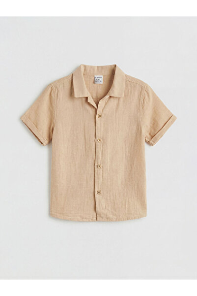 LC Waikiki Beige cotton boy's shirt from gulis clothing