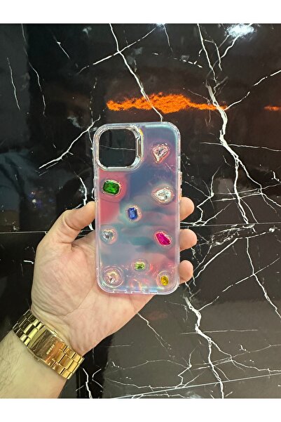 İphone 15 özel tasarım kılıf taş detaylı sert kılıf telefon arka kapak