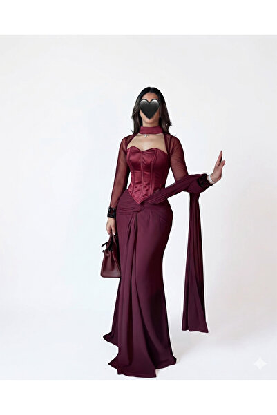 TOP BERLANTY اسم الفستان: فستان "برجندي رويال" (Burgundy Royal Set)