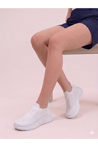 pilla spor Beyaz Unisex Bağcıksız Triko Sneaker