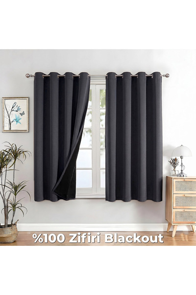 MebelPort Curtain 100% Αδιαφανής Κουρτίνα Φόντου με Κρίκους για Τοποθέτηση Μο...