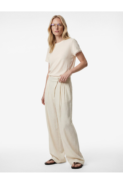 Koton Παντελόνι με φαρδιά μπατζάκια με λεπτομέρεια από λινό μείγμα