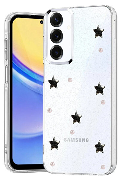 Rivor Samsung Galaxy A57 Uyumlu Kılıf Kamera Çıkıntılı Zarif Desenli Simli Şe...
