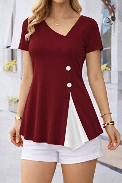 DRESSIFY WOMEN’S FASHION Γυναικεία κοντομάνικη ασύμμετρη μπλούζα με λαιμόκοψη...