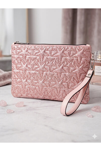 macsoo Μαύρη γυαλιστερή τσάντα χειρός και τσάντα clutch με σχέδιο αστεριών κα...