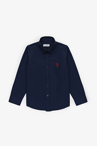 U.S. Polo Assn. Cămașă de bază cu mânecă lungă, albastru marin, pentru băieți...