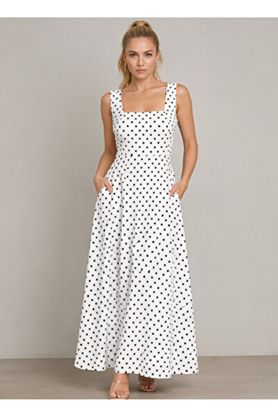 D'RECCY Γυναικείο δημοφιλές φόρεμα πουά με λεπτομέρεια στην τσέπη και δέσιμο ...