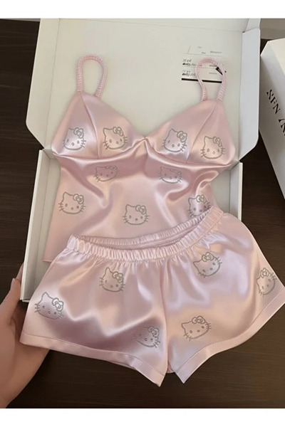 Bravebell Hello Kitty Κομψό Σετ Ροζ με Λεπτομέρεια από Πέτρα, Επάνω και Κάτω ...