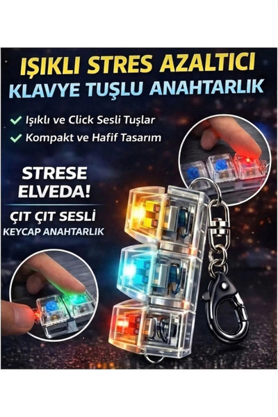 Shoplandu Led Işıklı Klavye Anahtarlık Stres Giderici Anahtarlık Keyboard Ana...