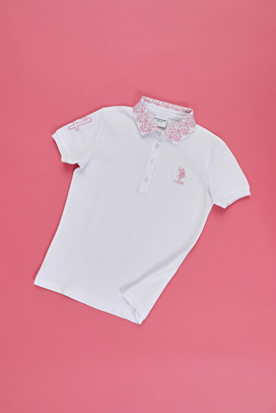 U.S. Polo Assn. Κοριτσίστικο μπλουζάκι με λευκό γιακά πόλο Basic 50320284-VR013