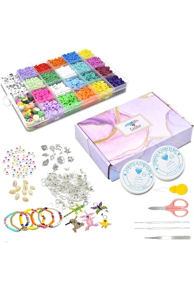 OEM Σετ χαντρών με αξεσουάρ για την κατασκευή βραχιολιών/κολιέ CasBur, πολυμε...