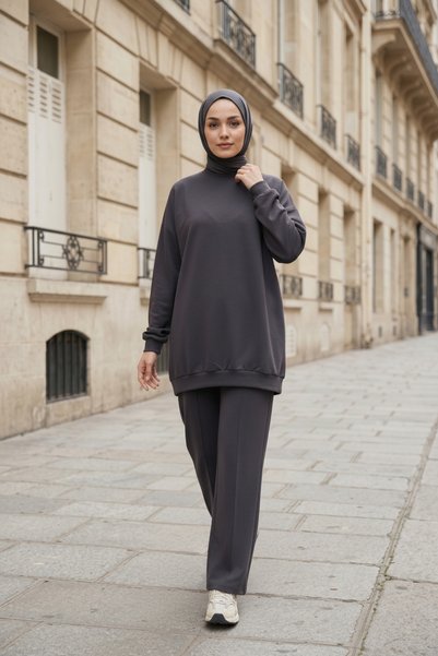 Zeneva Collection Set hijab oversize simplu cu 2 fire țesute 5600