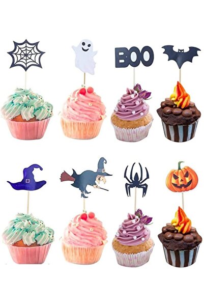 MADE IN CHINA 48 τεμάχια Διακοσμητικά για Cupcakes Halloween - Σημαιάκια-οδον...