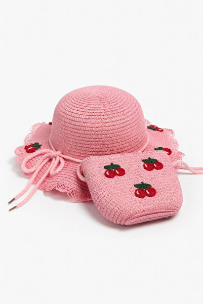 Mollycrush Σετ δώρου για κορίτσια με φιγούρα κεράσι, ροζ ψάθινο καπέλο και τσ...