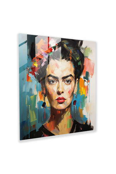 Popcasso Frida Kahlo Soyut İfade Sanatı Temalı Cam Tablo – Modern Sanat Tasarımı