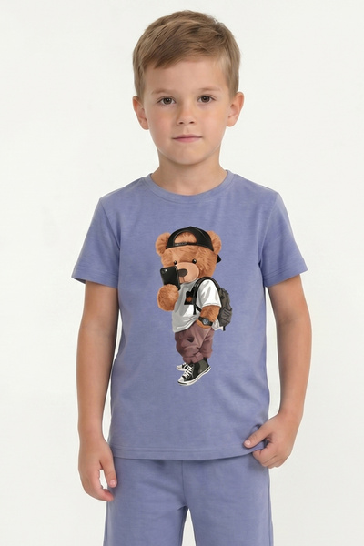 Modmey Παιδικό μπλουζάκι με στάμπα και κοντά μανίκια για αγόρια B2