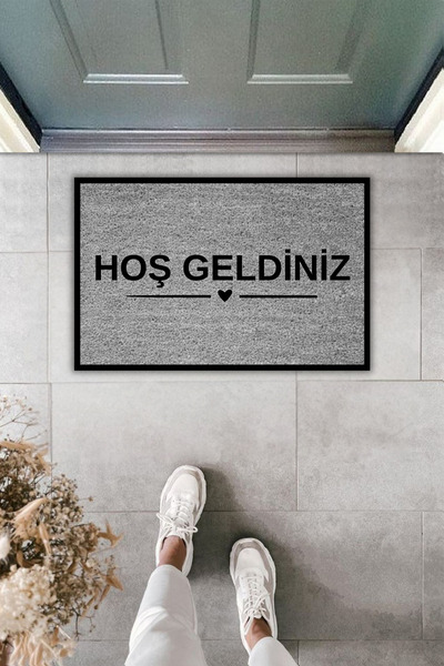 Dormot Dekoratif Dijital Paspas Kişiye Özel Tasarım Hoşgeldiniz Kahverengi Ka...