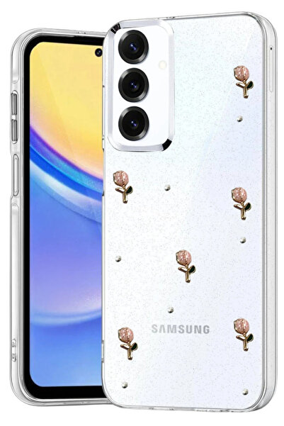 Rivor Samsung Galaxy A57 Uyumlu Kılıf Kamera Çıkıntılı Zarif Desenli Simli Şe...