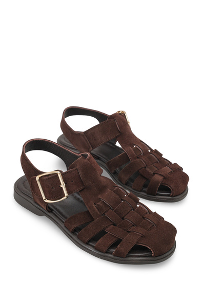 LOJO Γυναικεία πέδιλα από γνήσιο δέρμα με λουράκι στον αστράγαλο και κλειστή ...