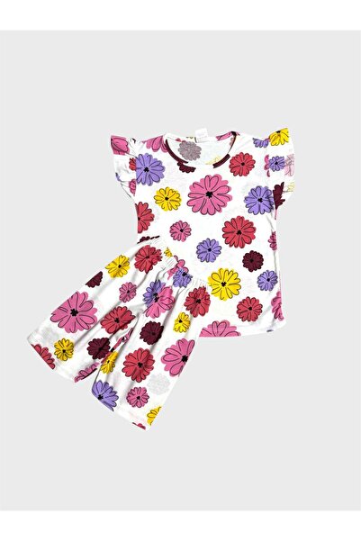 tusem butik homewear Κοριτσίστικο Βαμβακερό Λευκό Ροζ Μωβ Φλοράλ Σετ Πιτζάμες...