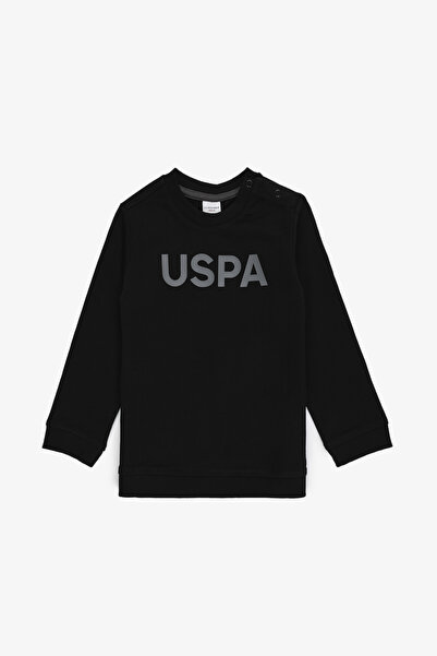 U.S. Polo Assn. Boy's Black Crew Neck Basic Sweatshirt 50295922-Vr046