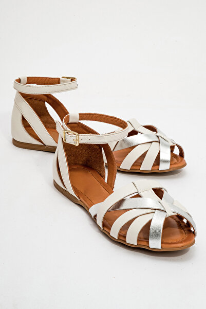 GNS Shoes Γυναικεία σανδάλια MARE από γνήσιο δέρμα σε λευκό χρώμα