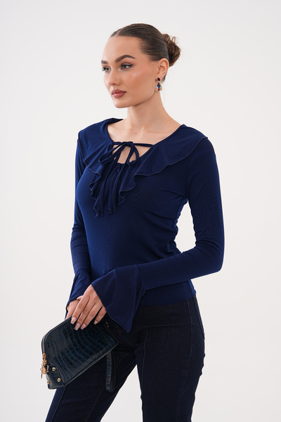 Mega Life Sandy Blouse with Flounces on the Collar and Sleeves
