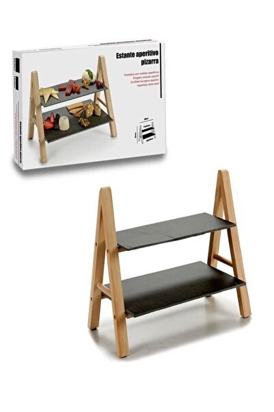 kinvara Διώροφη ραφιέρα, 37 x 20 x 27 εκ., μαύρο-ξύλινο