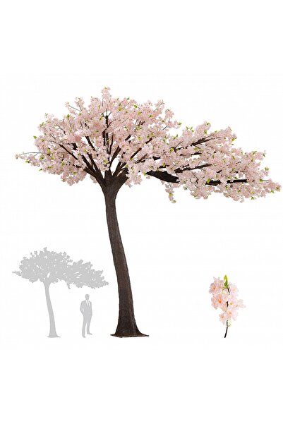 Roberto Rossi Copac artificial H320cm Cires cu flori roz deschis, coroana L320cm