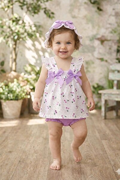 Milanlı Kids Girl's Summer Cotton Set with Hat as a Gift