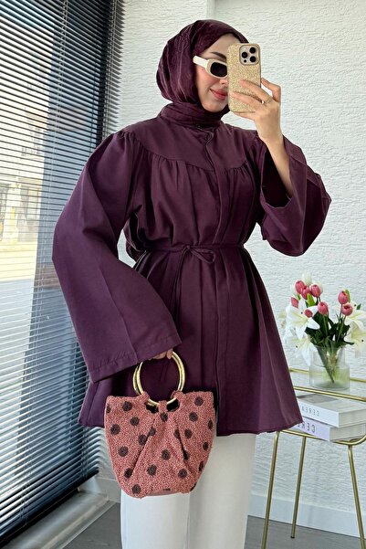 MELEK ARAZ Μπλούζα τουνίκ από ποπλίνα με λεπτομέρεια σούρας μπροστά και πίσω ...