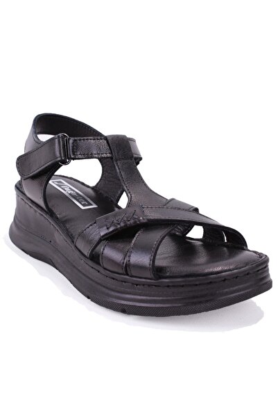DAGOSTER Dza07-600011 Black Daily Orthopedic Leather Women's Sandals