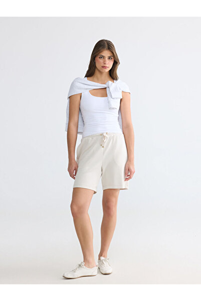 LC Waikiki Özmarka New Season Gray Elastic Waist Soft Touch Women's Shorts