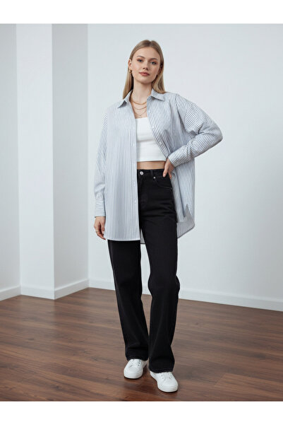 PERA MODA Ριγέ Oversize Γυναικείο Πουκάμισο