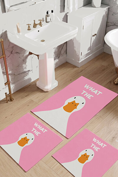 Chilai Home What The Duck Pink 3'lü Banyo Paspası,Kaymaz Tabanlı,Yıkanabilir ...