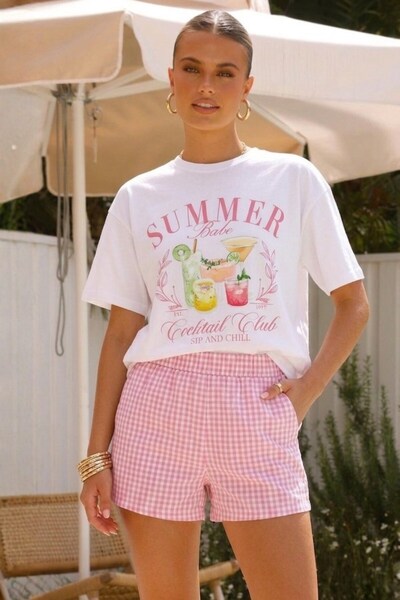 The Champ Clothing Γυναικείο καλοκαιρινό σορτς με καρό σχέδιο και ελαστική μέ...