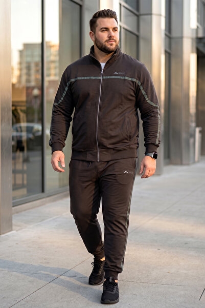 REMSA Ανδρικό σετ φόρμας με ριμπ μπατζάκια και βαμβακερό μπουφάν σε μεγάλο μέ...