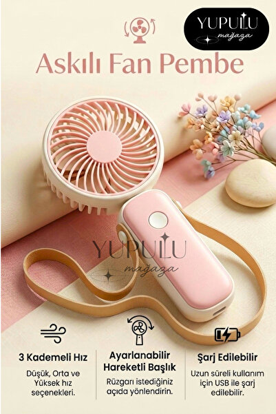 YUPULU Askılı Mini Fan Taşınabilir El Fanı – Boyundan Askılı Şarjlı Mini El v...