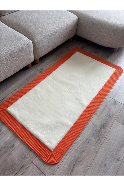 MaVaux Puffy Yumuşak Dokulu Dekoratif Kilim Hasır Kenarlı Modern Salon, Antre...