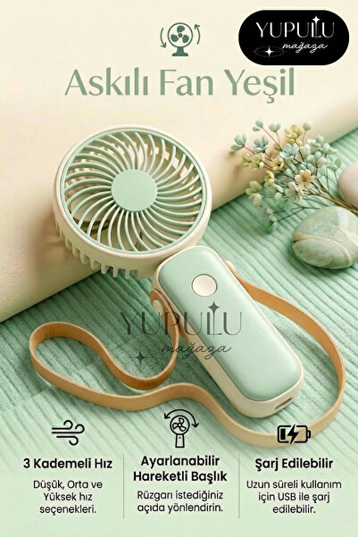 YUPULU Askılı Mini Fan Taşınabilir El Fanı – Boyundan Askılı Şarjlı Mini El v...