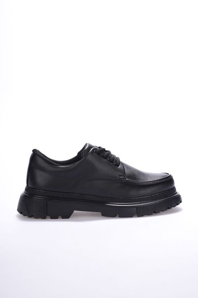 Mhoda Shoes Lace-Up Moccasin Shoes Black