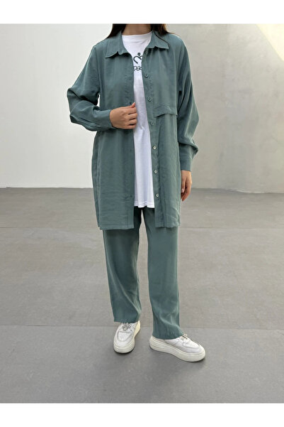 TATULA Long Shirt Top, Basic Underwear, and Comfortable Pants Three-Piece Set