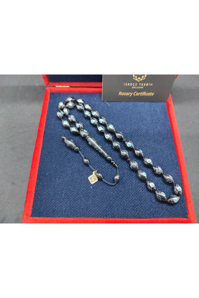 İskeçe Tesbih Vıp Kutulu Halil Hilmi Usta Eseri 925 Ayar Gümüş ÇAkımlı Mine İ...