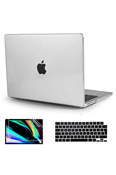 hk Macbook Pro 16 inç A3429 M5 MAX Çipli Parlak Şeffaf Doku Kılıf Hardcase Tu...