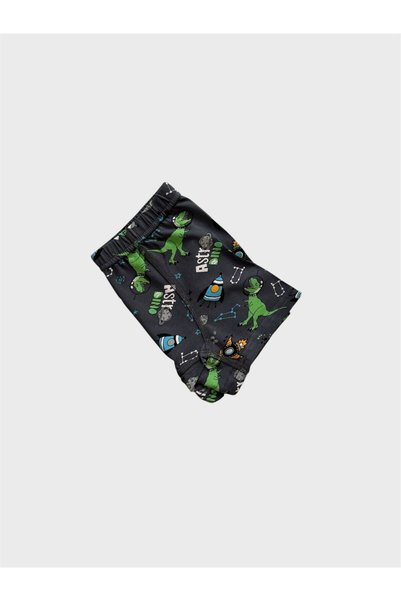tusem butik homewear Boy's Cotton Smoked Color Dinosaur Patterned Athlete Boxer Set
