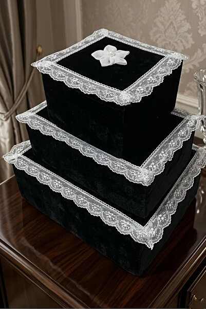 Çt Çeyizci Tekstil Βελούδινο Σετ Πουγκιών Προίκων 3 τεμαχίων, Σετ Πουγκιών Νύ...