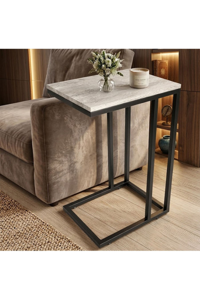 QAWAFIL HOME C-Shaped Service Table 40X30X66 Multi-Purpose
