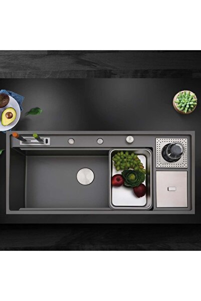MaseMode Verona El Yapımı Nano Evye (Seti) 106x48 cm Mat Gri (Gun Grey)